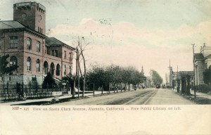 View of Santa Clara Avenue and City Hall, Alameda, California, mailed 1908                                           